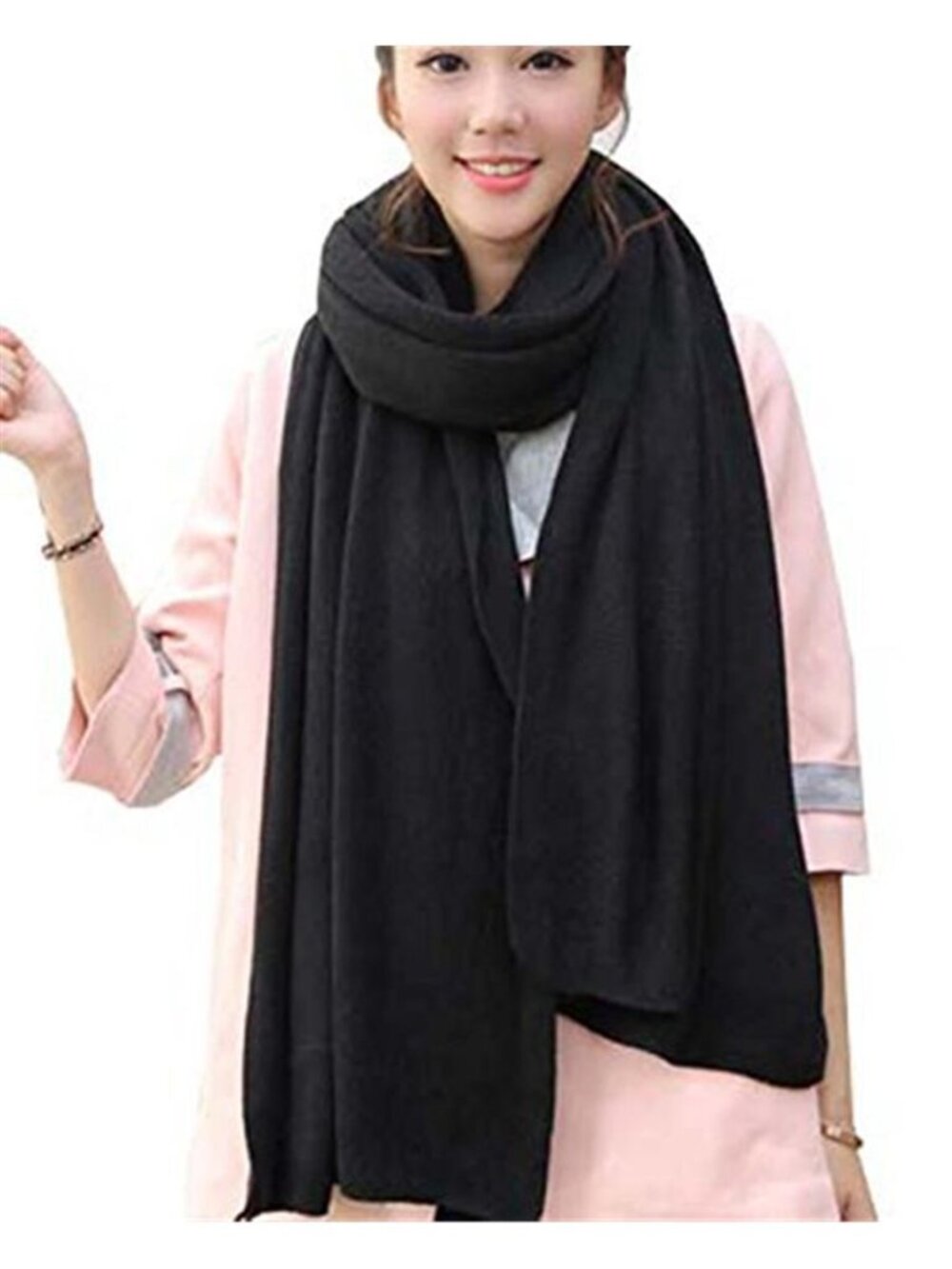 Womens Infinity Scarf Winter Warm Soft Thick Loop Scarf Blanket Wrap Solid